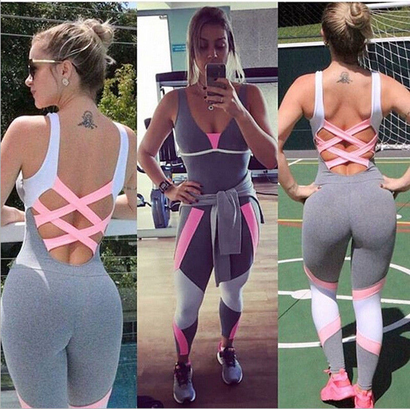 2017 Brand New US Stock Women Ladies Gym Playsuit Clothes Exercise Sport Top Running Sportswear Soft Yoga Jumpsuit