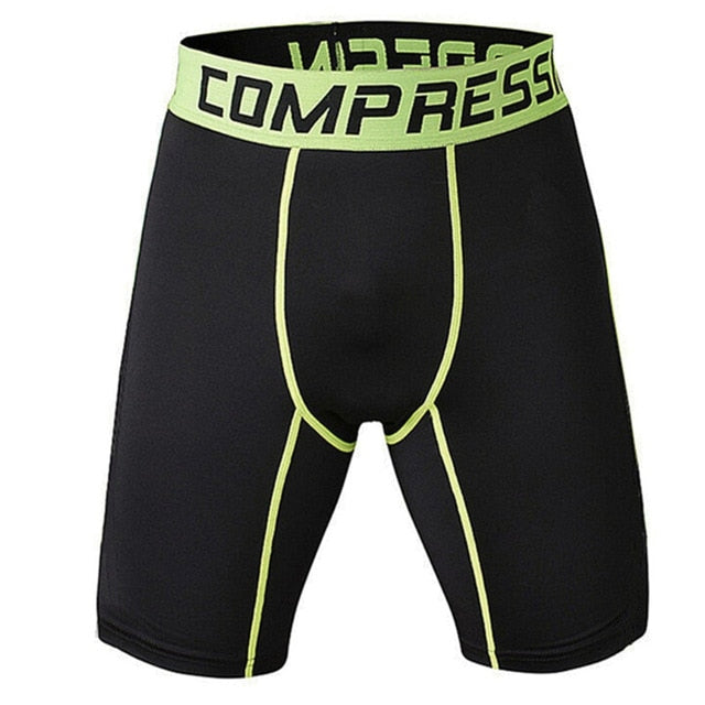 Men Bodybuilding Shorts Fitness Workout Inseam Gyms Shorts Male Muscle Alive Elastic Compression Tights