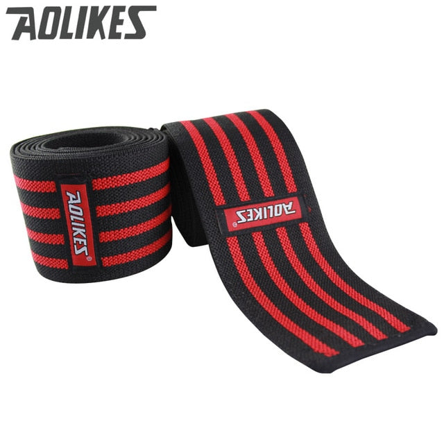 AOLIKES 1pcs 200*8CM Knee Wraps Men's Fitness Weight Lifting Sports Knee Bandages Squats Training Equipment Accessories for Gym