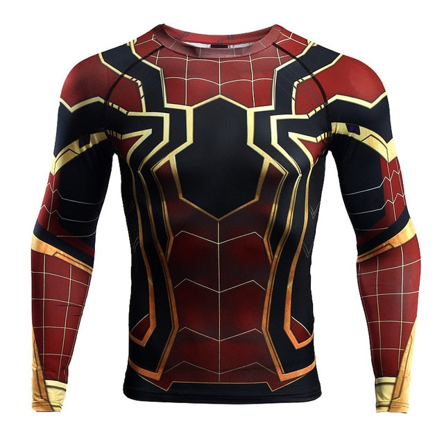 Raglan Sleeve Spiderman 3D Printed T shirts Men Compression Shirts Long Sleeve Crossfit Tops Tees Gyms Fitness T-shirt Rashguard