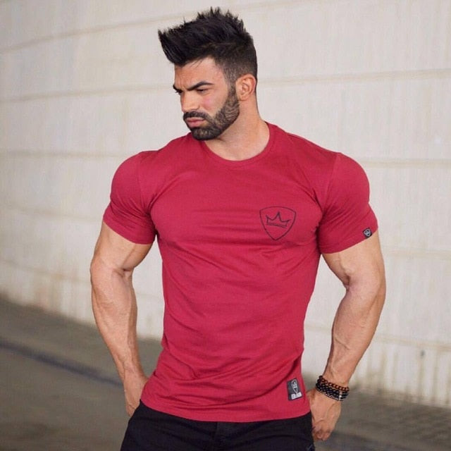 2018 Cotton Gym Shirt Sport T Shirt Men Short Sleeve Running Shirt Men Workout Training Tees Fitness Top Sport T-shirt Rashgard