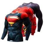 NEW Hot Sale Superman Punisher Rashgard Running Shirt Men T-shirt Long Sleeve Compression Shirts Gym T Shirt Fitness Sport Shirt
