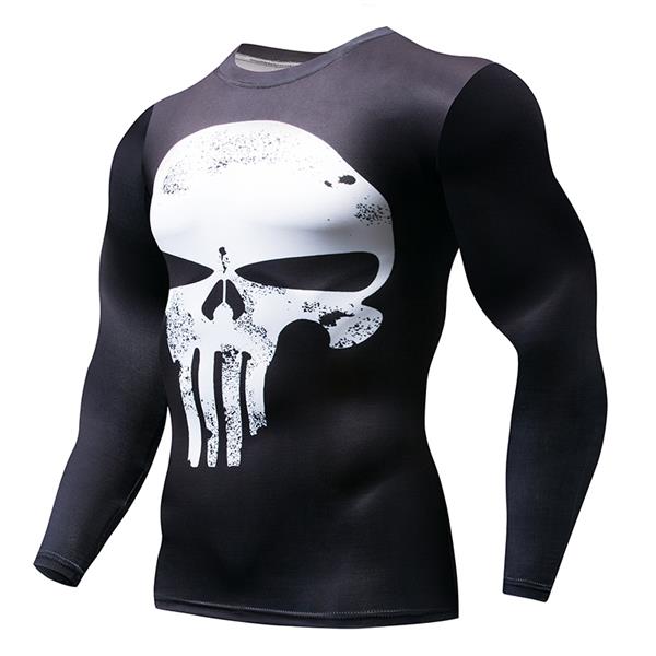 NEW Hot Sale Superman Punisher Rashgard Running Shirt Men T-shirt Long Sleeve Compression Shirts Gym T Shirt Fitness Sport Shirt