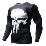 NEW Hot Sale Superman Punisher Rashgard Running Shirt Men T-shirt Long Sleeve Compression Shirts Gym T Shirt Fitness Sport Shirt