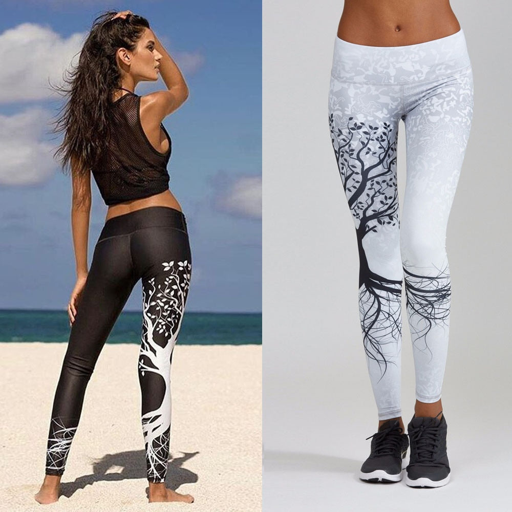 Women Printed Sports Yoga Workout Gym Fitness Exercise Athletic Pants Sport Leggings Running Pants Women Stretchy Gym Tights