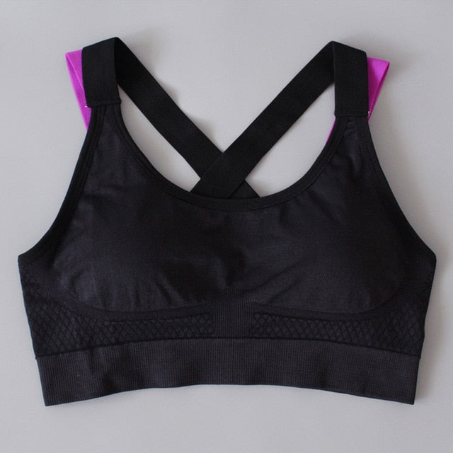 Sexy Sports Bra Top for Fitness Women Push Up Cross Straps Yoga Running Gym Femme Active Wear Padded Underwear Crop Tops Female