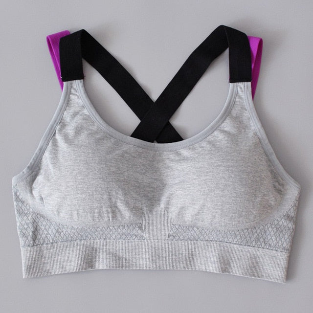 Sexy Sports Bra Top for Fitness Women Push Up Cross Straps Yoga Running Gym Femme Active Wear Padded Underwear Crop Tops Female
