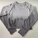 Nepoagym Women Ombre Cropped Seamless Long Sleeve Top Crop Top Women Workout Shirts for Women Sports Tops Gym Women